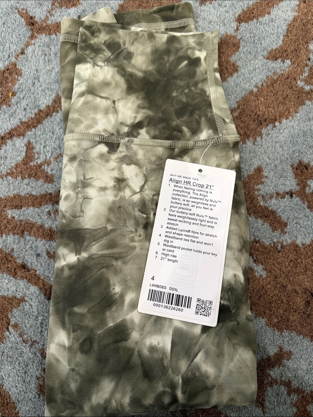 LULULEMON Align High-Rise Crop Pants - Olive Tie-Dye